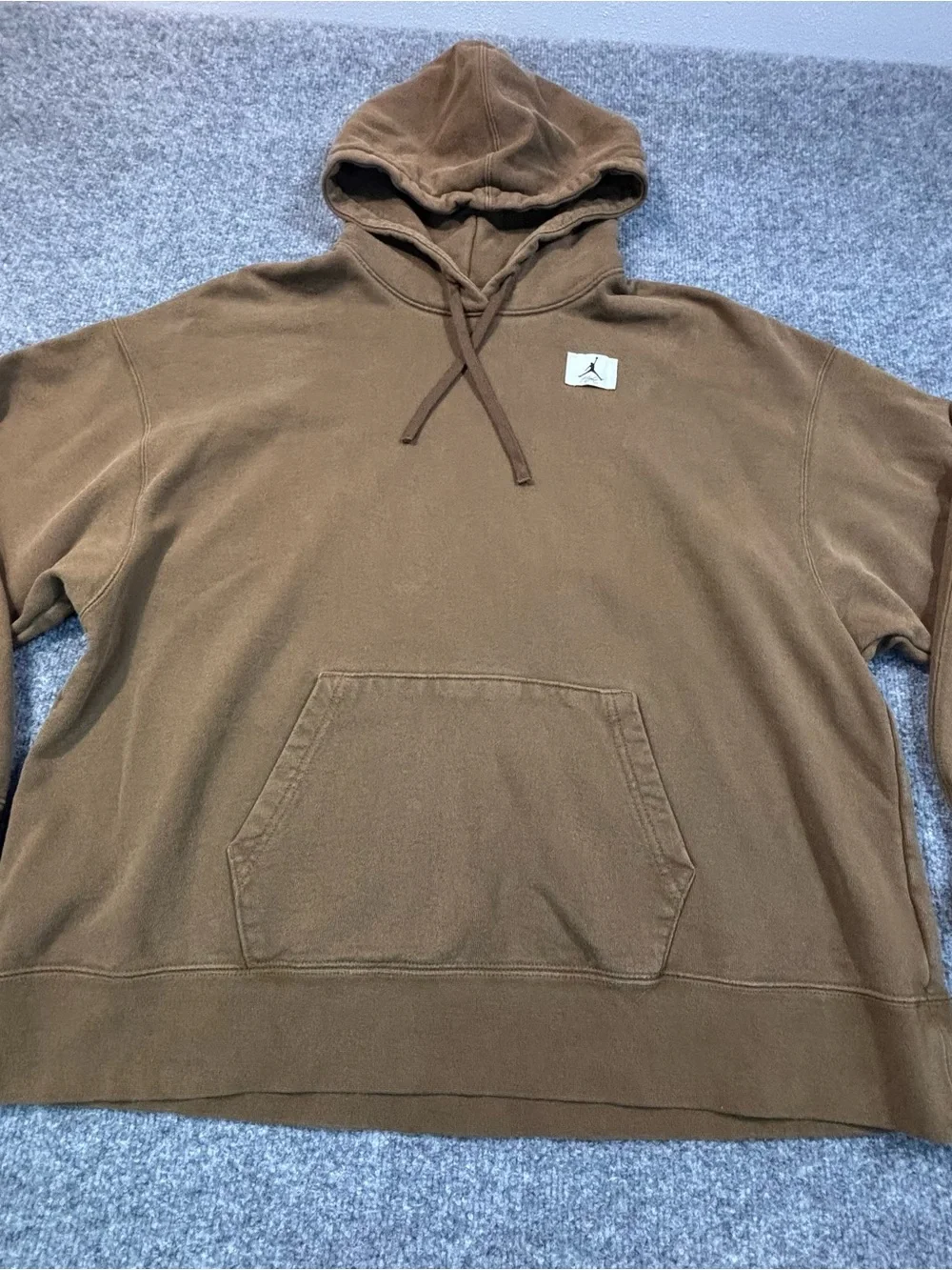 Nike Air Jordan Flight Hoodie Mens Medium Brown Washed Oversized Sweatshirt